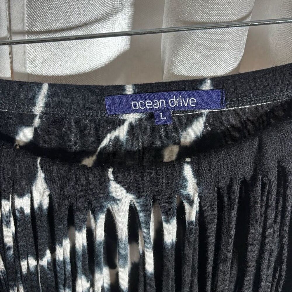 Ocean Drive Women's Black Tie Dye Fringe Strapless Tube Maxi Dress